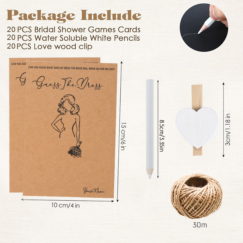 10/20Sets Guess Wedding Dress  - Party Games Bridal Shower incelemesi ve fiyatı