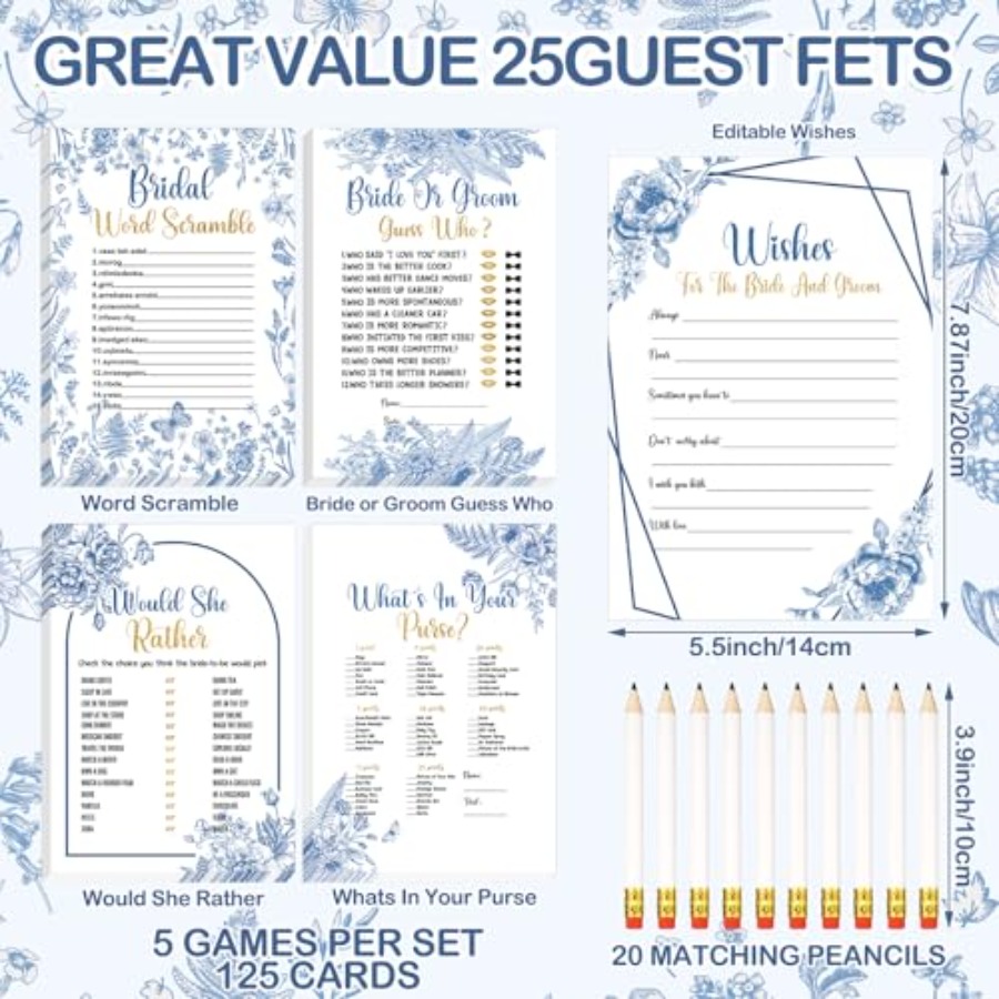 145 Pieces Bridal Shower Game  - Party Games Bridal Shower incelemesi ve fiyatı