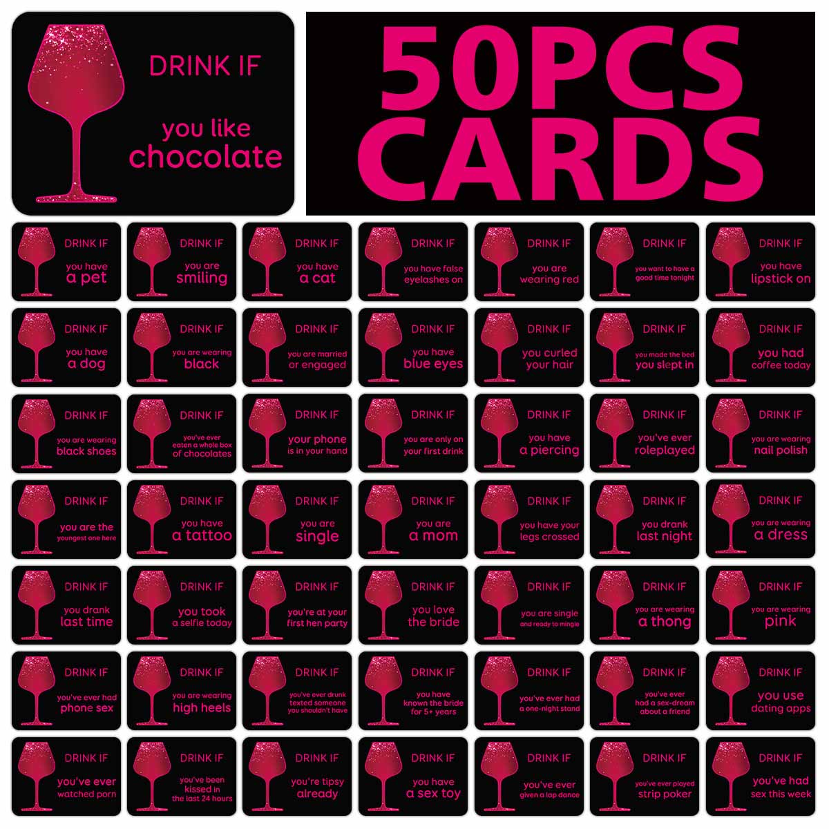 50pcs Bachelorette Party Drink - Party Games Bridal Shower incelemesi ve fiyatı