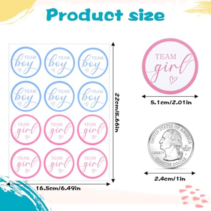 120 Pcs Gender Reveal Stickers - Party Games Baby Shower incelemesi ve fiyatı