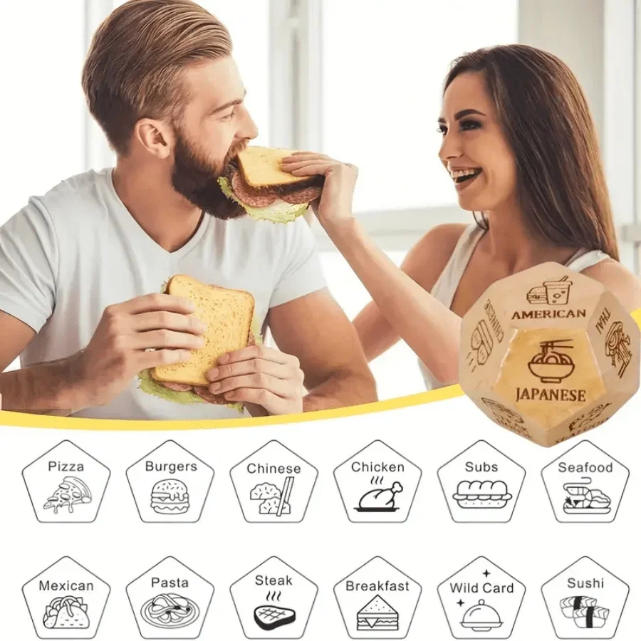 1pc Wooden Food Decision Dice  - Party Games Couple incelemesi ve fiyatı